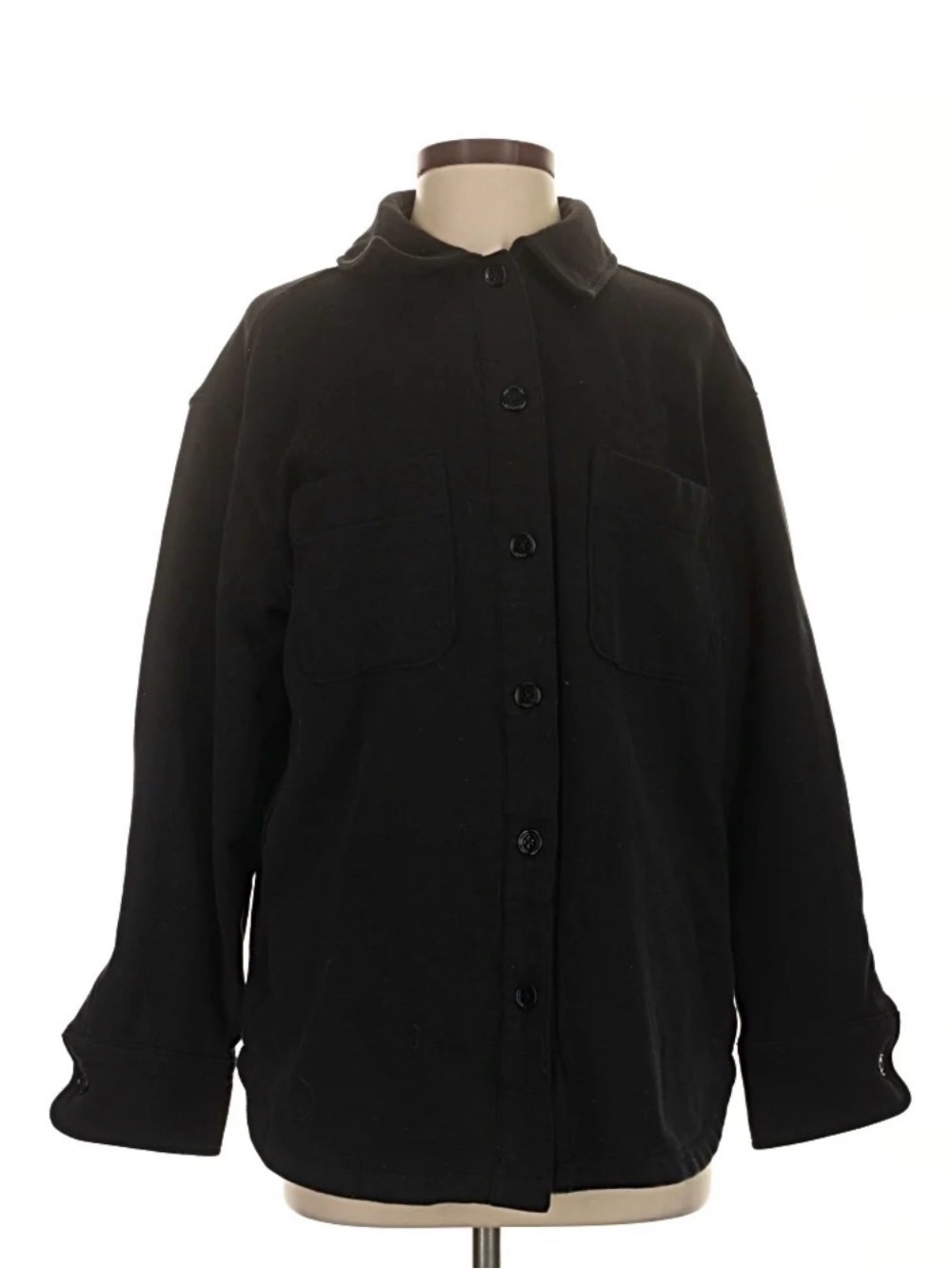 Athleta Retroplush Black Fleece Shirt Jacket Size L